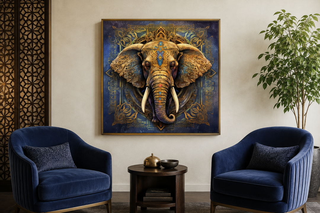 Mandala Elephant Indian Framed Canvas Wall Art