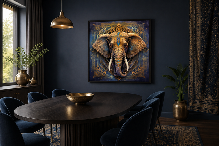 Mandala Elephant Indian Framed Canvas Wall Art