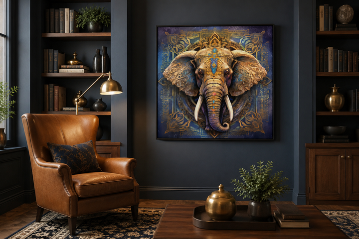 Mandala Elephant Indian Framed Canvas Wall Art