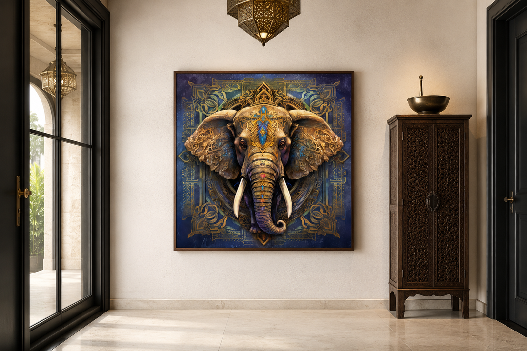 Mandala Elephant Indian Framed Canvas Wall Art