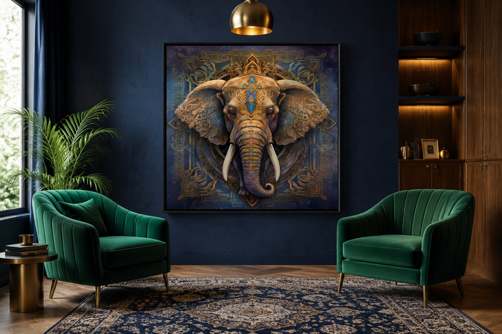 Mandala Elephant Indian Framed Canvas Wall Art