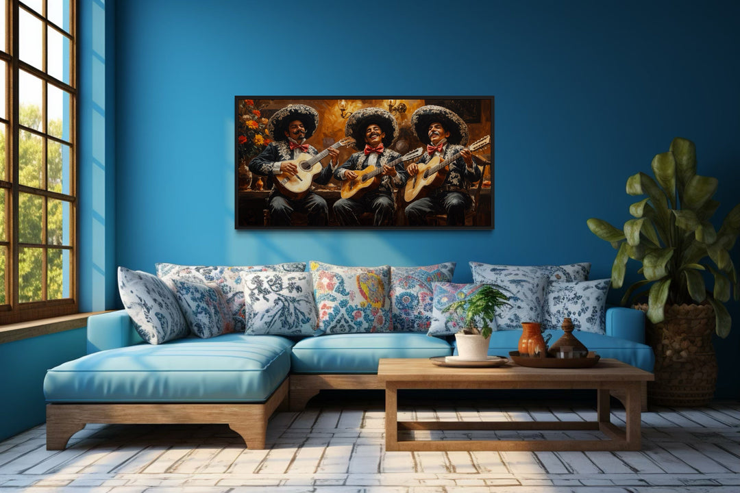 Mexican Wall Art - Mariachi Band Extra Large Mexican Framed Canvas Wall Art