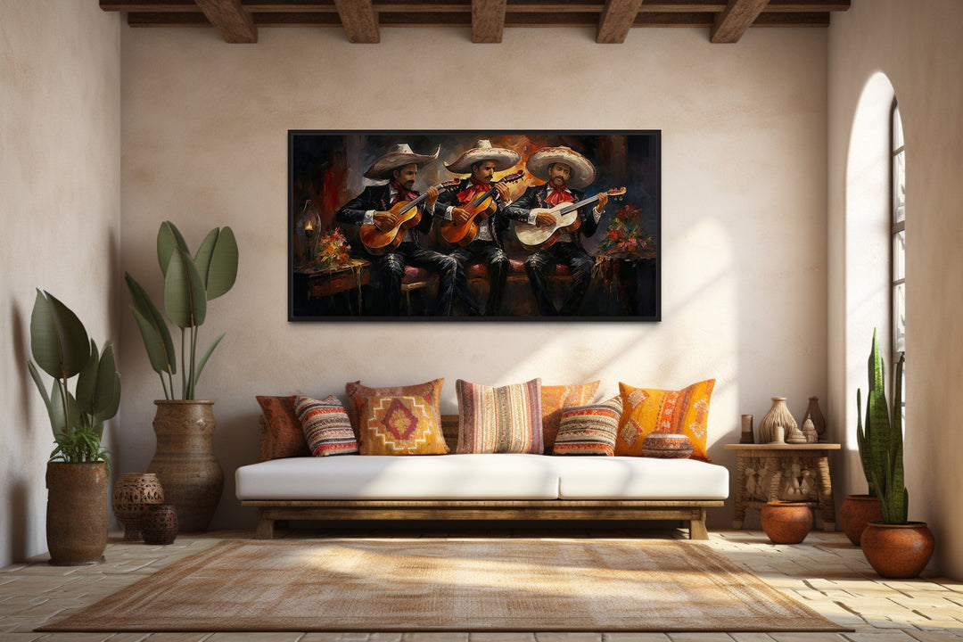 Mariachi Band Extra Large Mexican Framed Canvas Wall Art