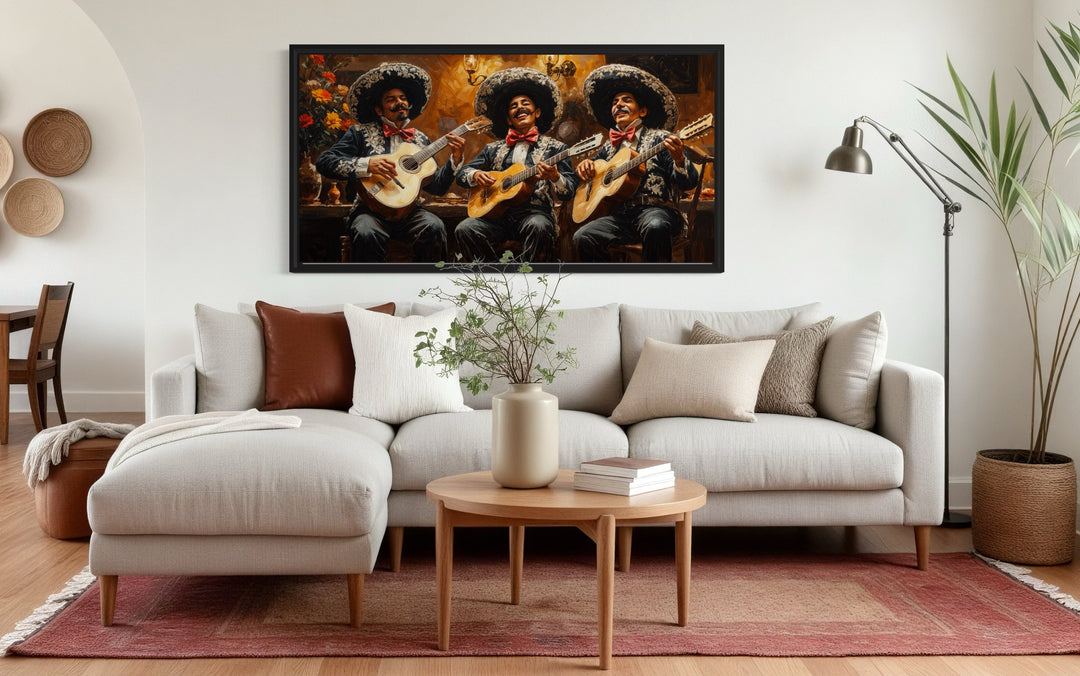 Mexican Wall Art - Mariachi Band Extra Large Mexican Framed Canvas Wall Art