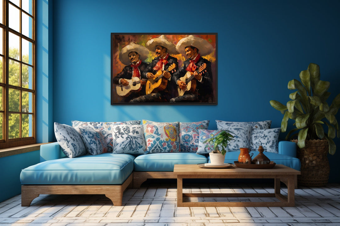 Mariachi Band Mexican Framed Canvas Wall Art