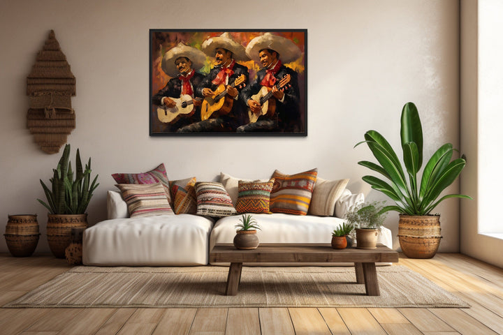 Mariachi Band Mexican Framed Canvas Wall Art