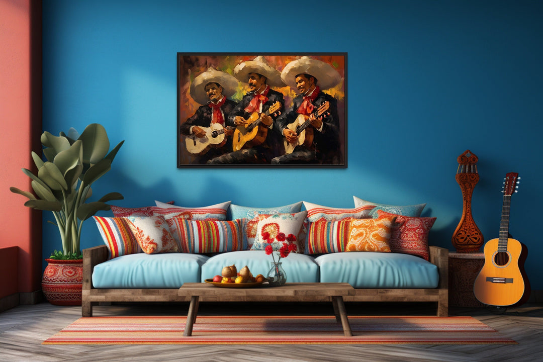 Mariachi Band Mexican Framed Canvas Wall Art