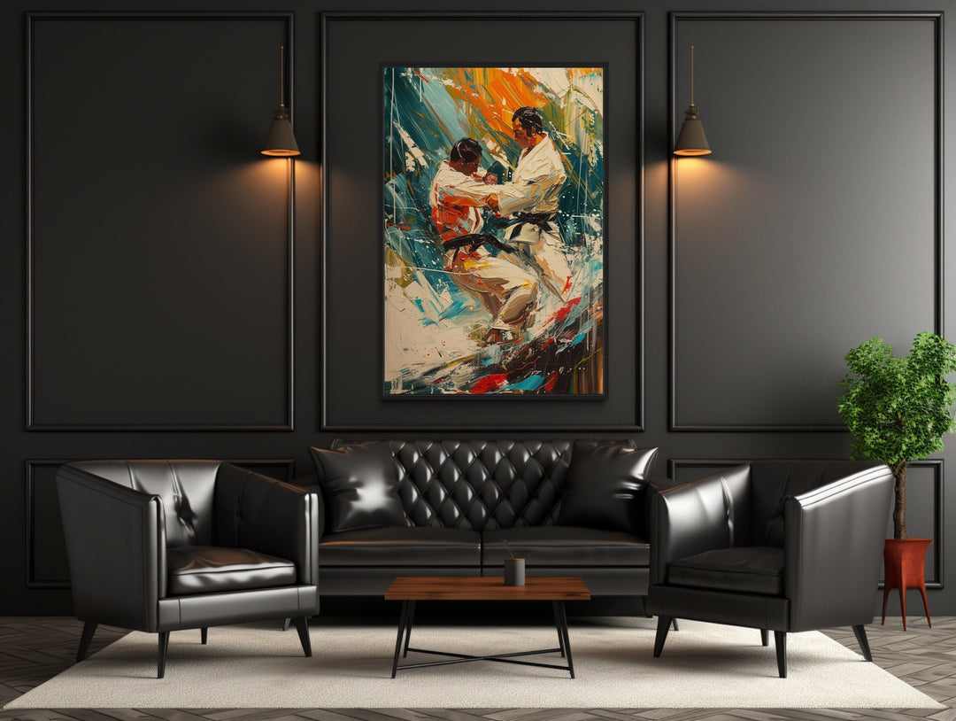 Martial Arts - MMA Match Abstract Framed Canvas Wall Art