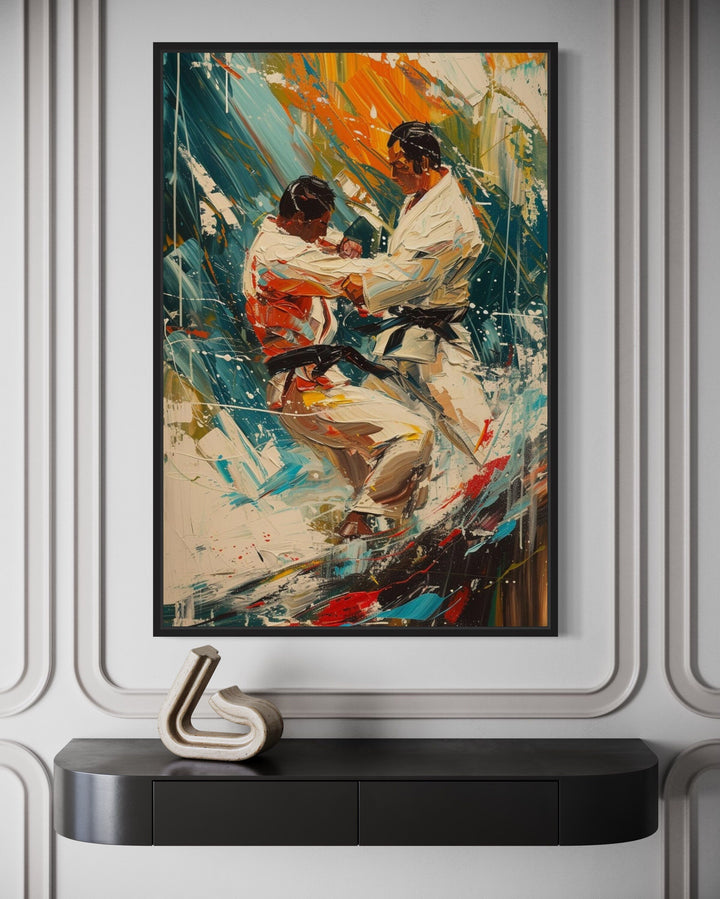 Martial Arts - MMA Match Abstract Framed Canvas Wall Art