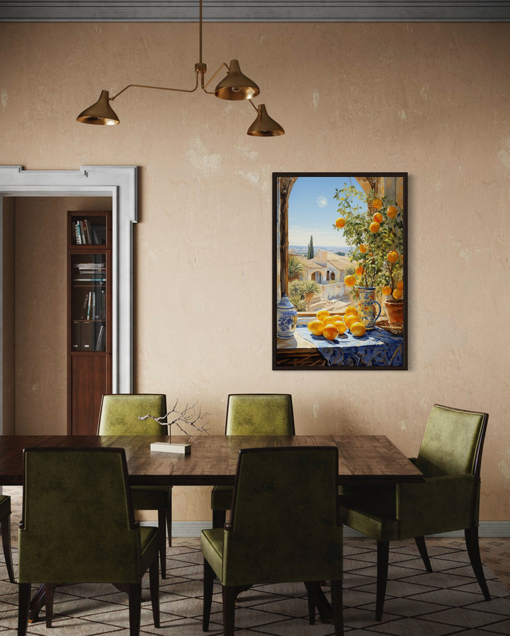 Mediterranean Window View With Oranges Kitchen Or Dining Room Wall Art