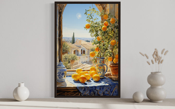 Mediterranean Window View With Oranges Kitchen Or Dining Room Wall Art