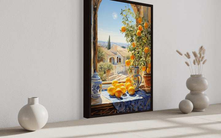 Mediterranean Window View With Oranges Kitchen Or Dining Room Wall Art