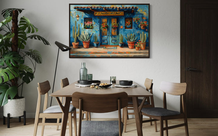 Mexican Restaurant Door Framed Canvas Wall Art For Dining Room