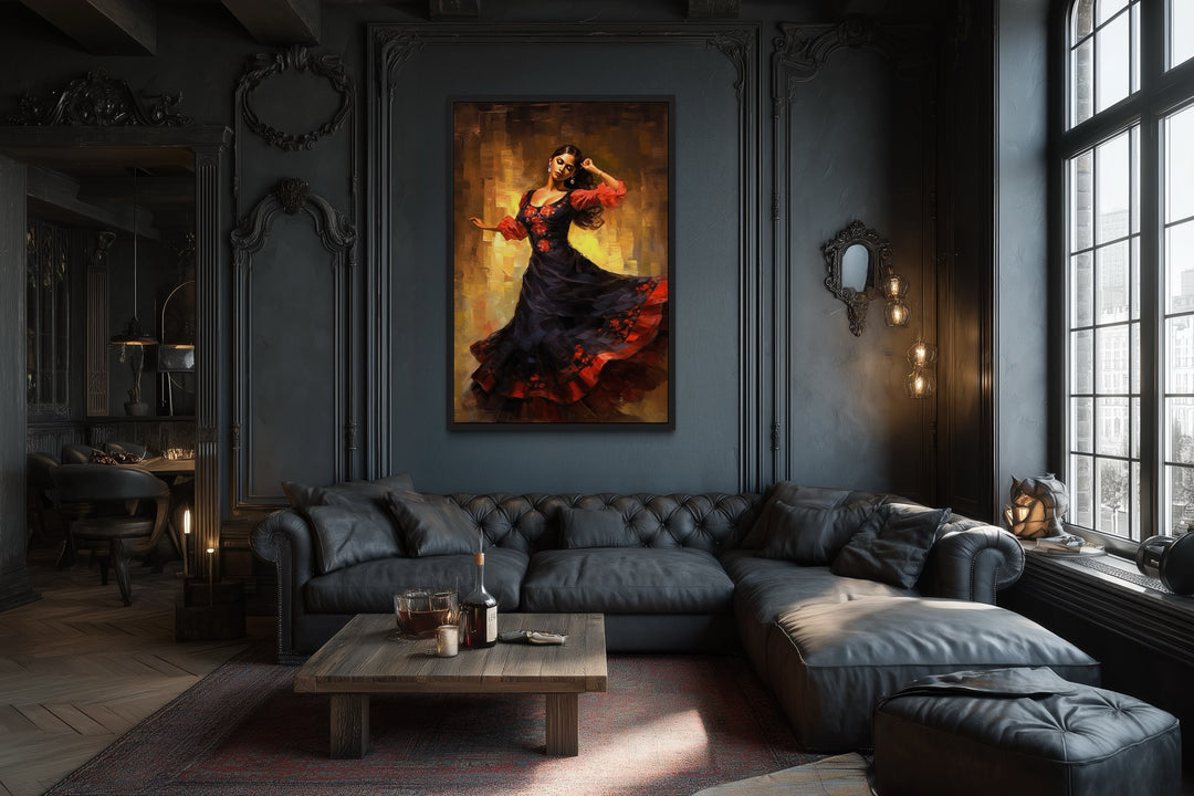 Mexican Woman Dancing Traditional Dance Framed Canvas Wall Art