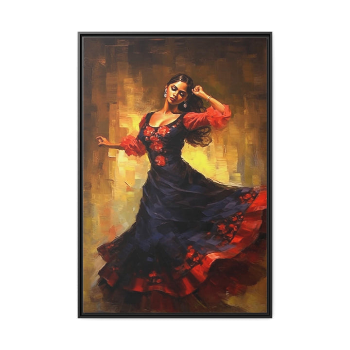 Mexican Woman Dancing Traditional Dance Framed Canvas Wall Art