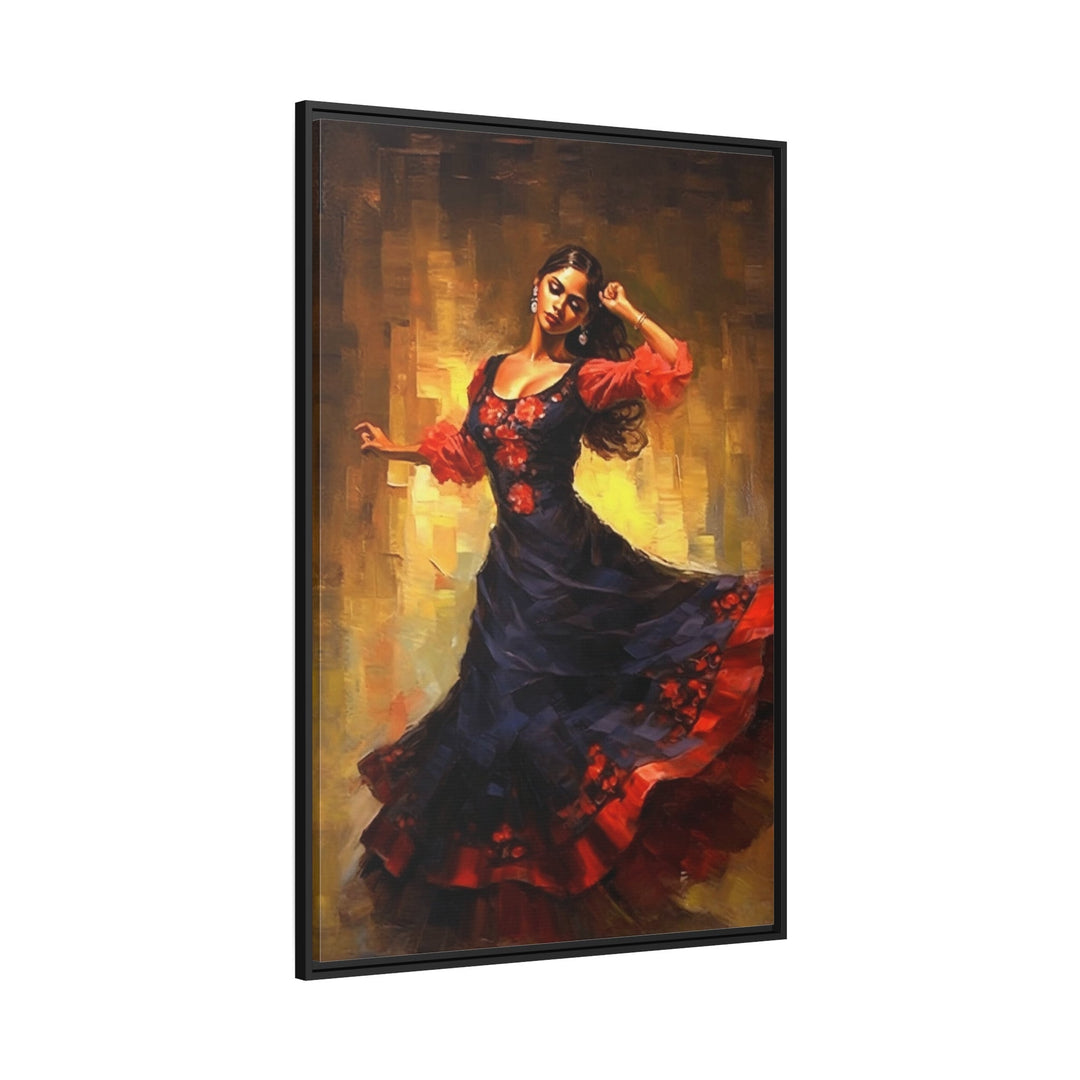 Mexican Woman Dancing Traditional Dance Framed Canvas Wall Art