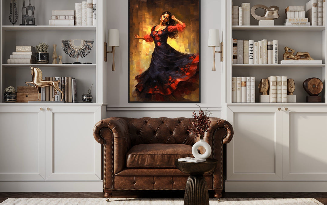 Mexican Woman Dancing Traditional Dance Framed Canvas Wall Art