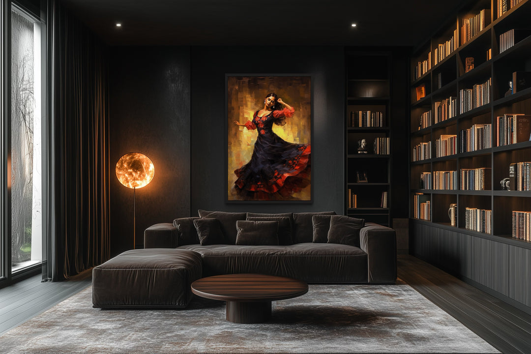 Mexican Woman Dancing Traditional Dance Framed Canvas Wall Art