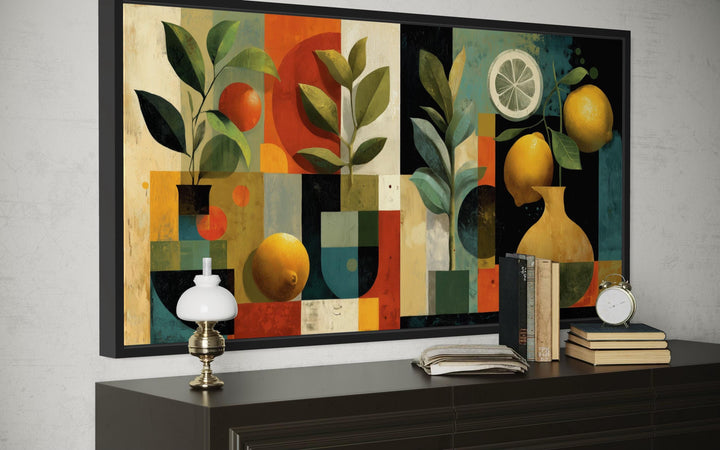 Mid Century Modern Kitchen Wall Art Fruit Citrus Painting Canvas Print