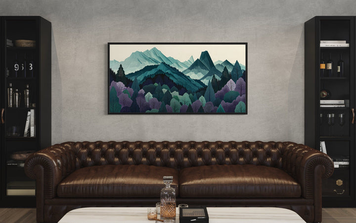 Mid Century Modern Landscape Mountain Forest Canvas Wall Art