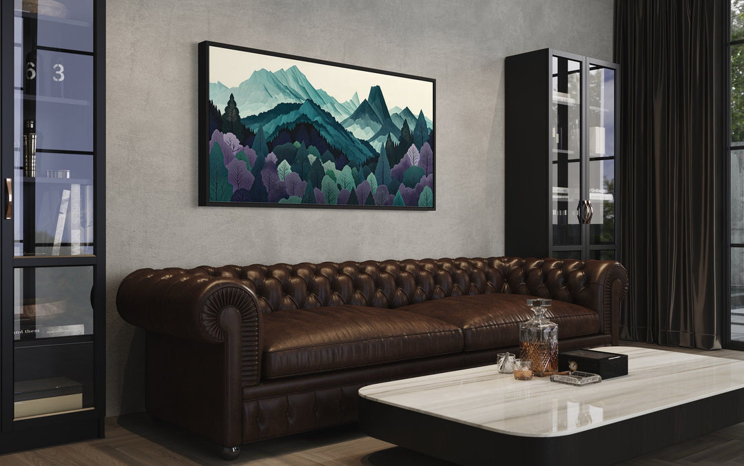 Mid Century Modern Landscape Mountain Forest Canvas Wall Art