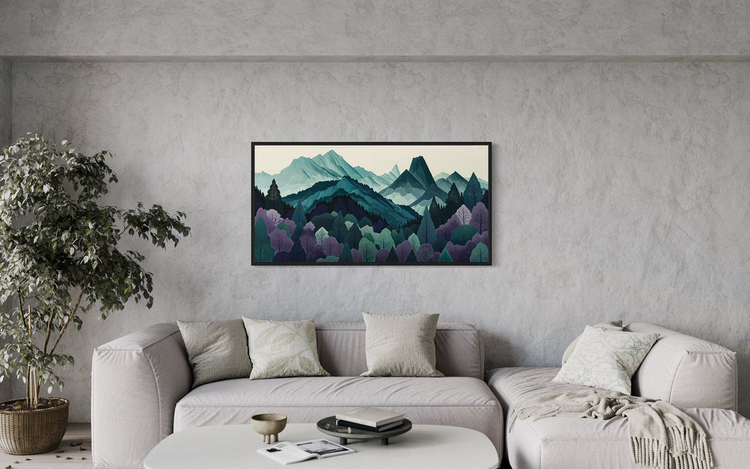 Mid Century Modern Landscape Mountain Forest Canvas Wall Art