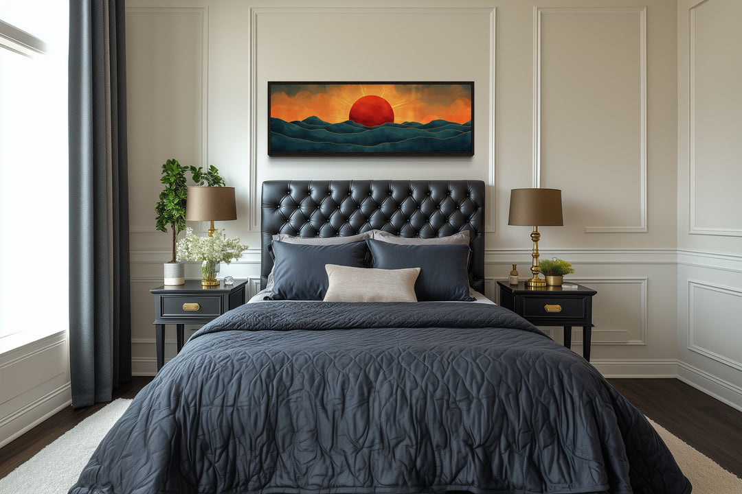 Mid Century Modern Ocean Sunset Panoramic Wall Art