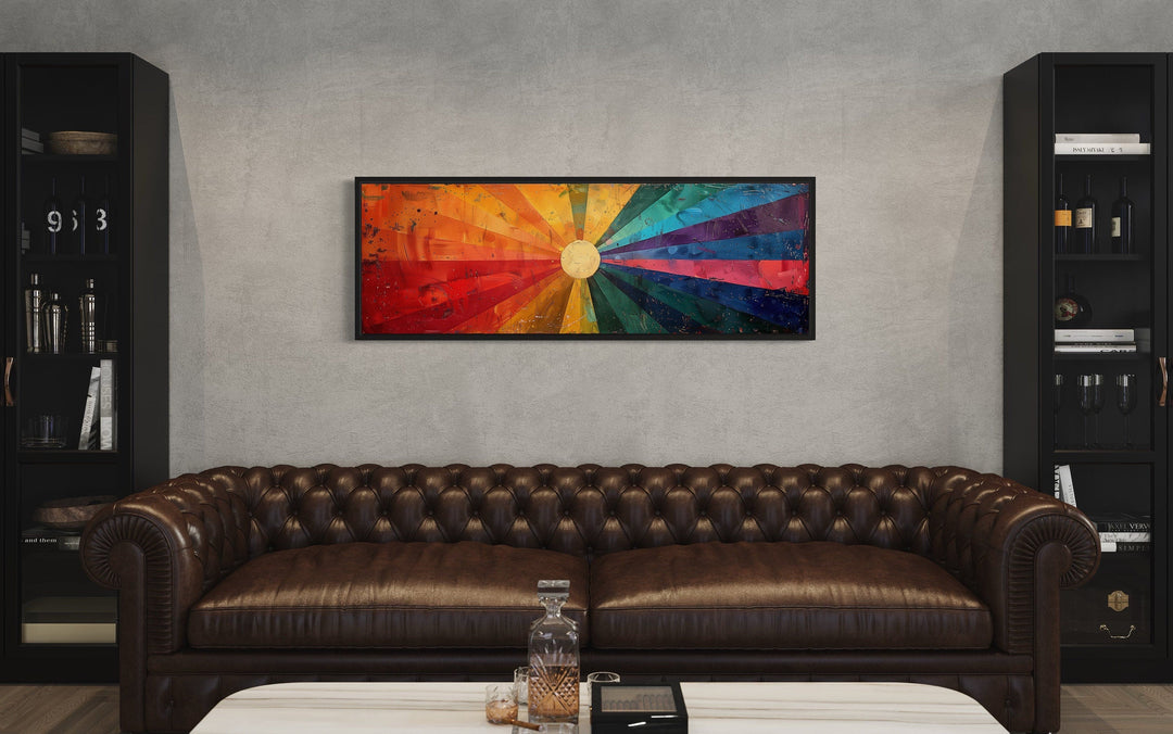 Mid Century Modern Sun Rays Panoramic Canvas Wall Art