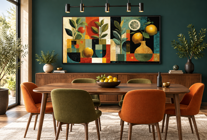 Mid Century Modern Kitchen Wall Art Fruit Citrus Painting Canvas Print
