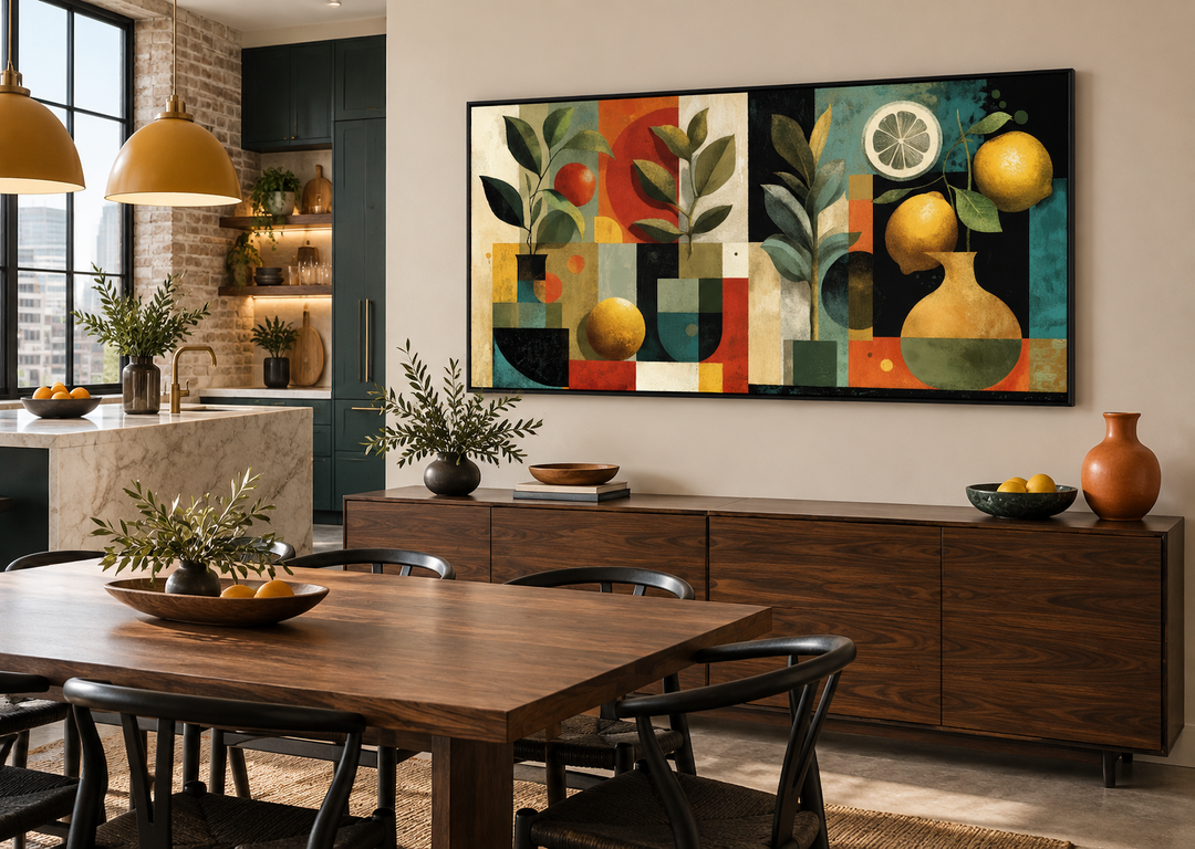 Mid Century Modern Kitchen Wall Art Fruit Citrus Painting Canvas Print