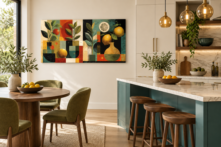 Mid Century Modern Kitchen Wall Art Fruit Citrus Painting Canvas Print