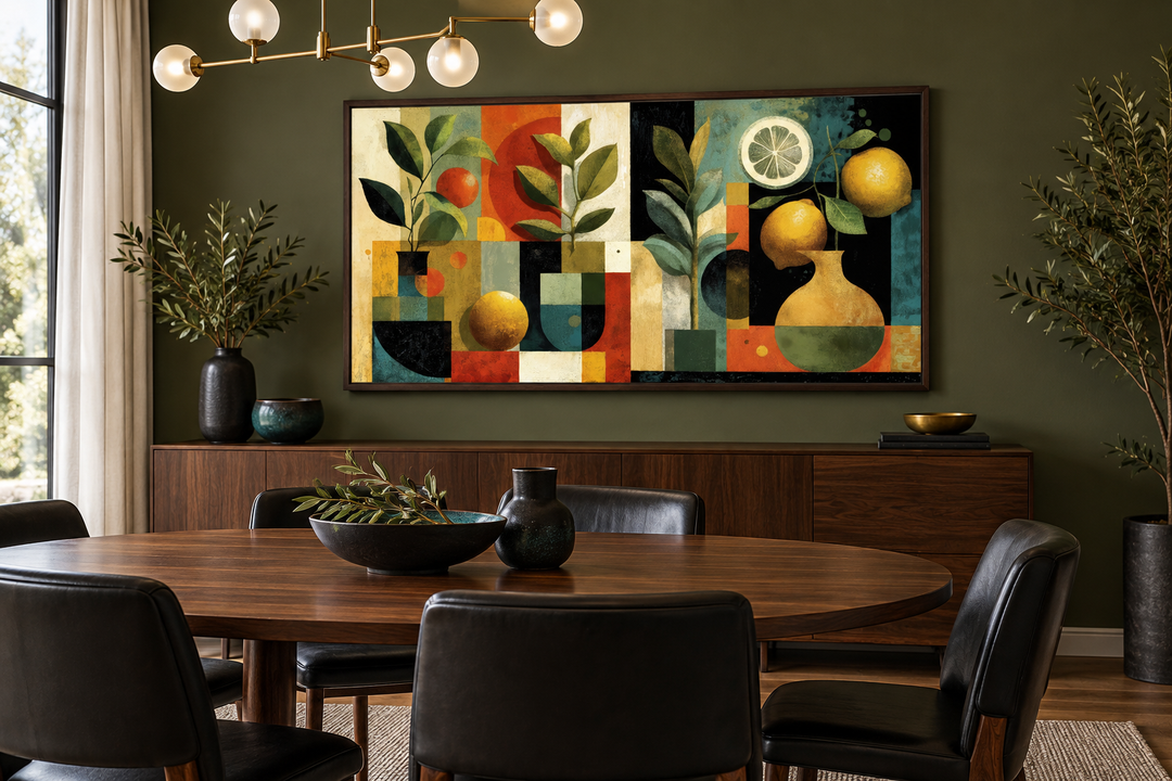 Mid Century Modern Kitchen Wall Art Fruit Citrus Painting Canvas Print
