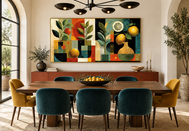 Mid Century Modern Kitchen Wall Art Fruit Citrus Painting Canvas Print