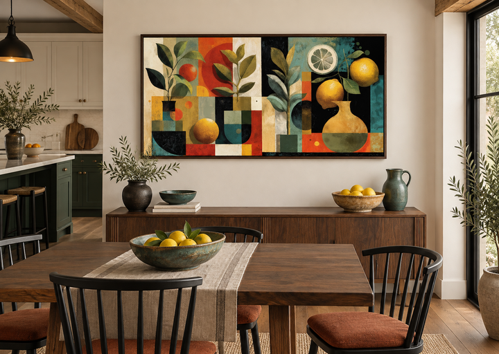 Mid Century Modern Kitchen Wall Art Fruit Citrus Painting Canvas Print