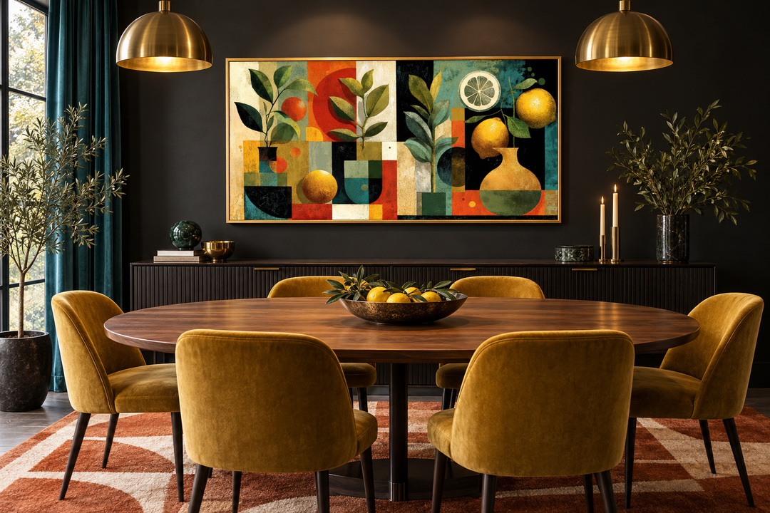 Mid Century Modern Kitchen Wall Art Fruit Citrus Painting Canvas Print