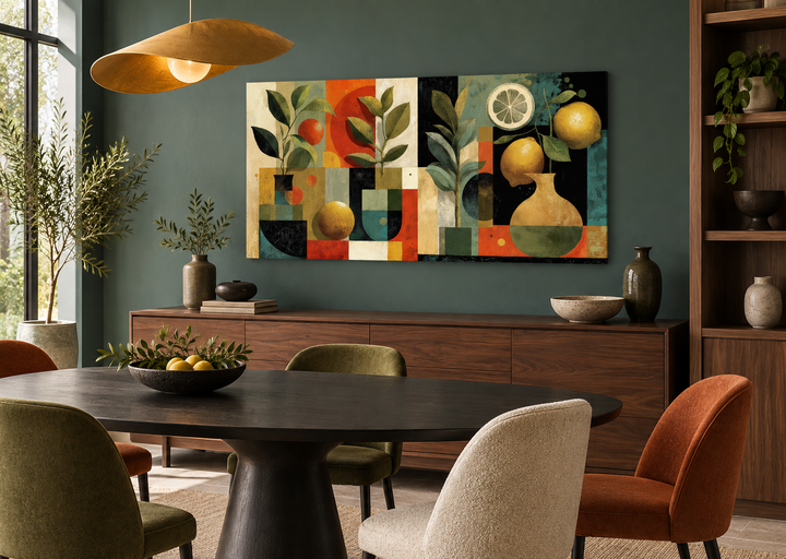 Mid Century Modern Kitchen Wall Art Fruit Citrus Painting Canvas Print