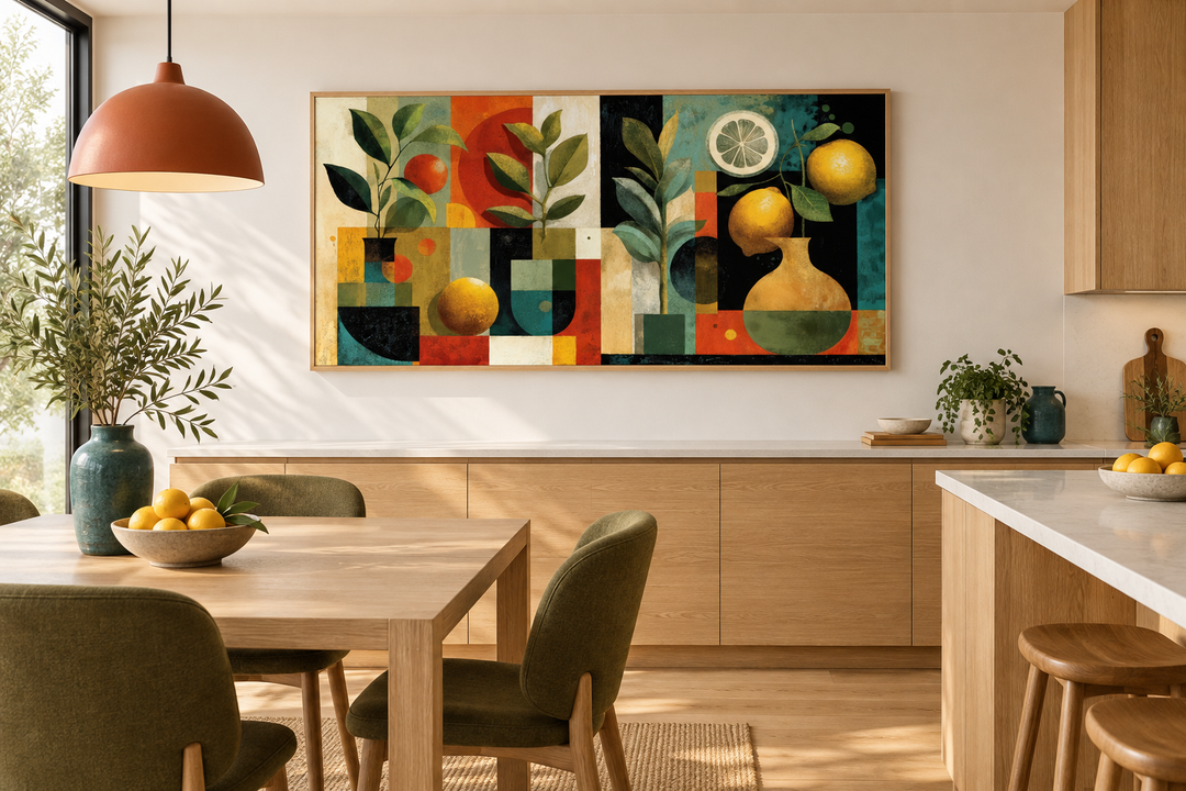 Mid Century Modern Kitchen Wall Art Fruit Citrus Painting Canvas Print