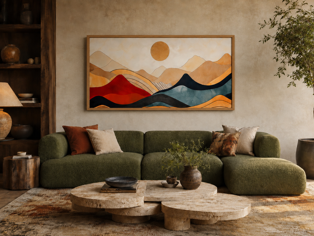 Mid Century Mountain Canvas Art | Extra Large Wall Art – Wall