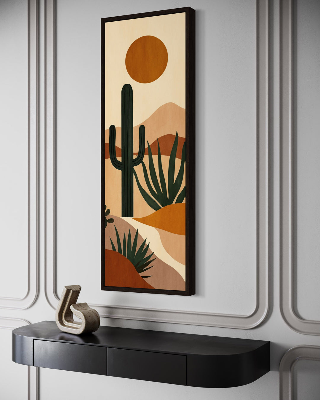 Midcentury Modern Desert Cactus Tall Narrow Vertical Wall Art