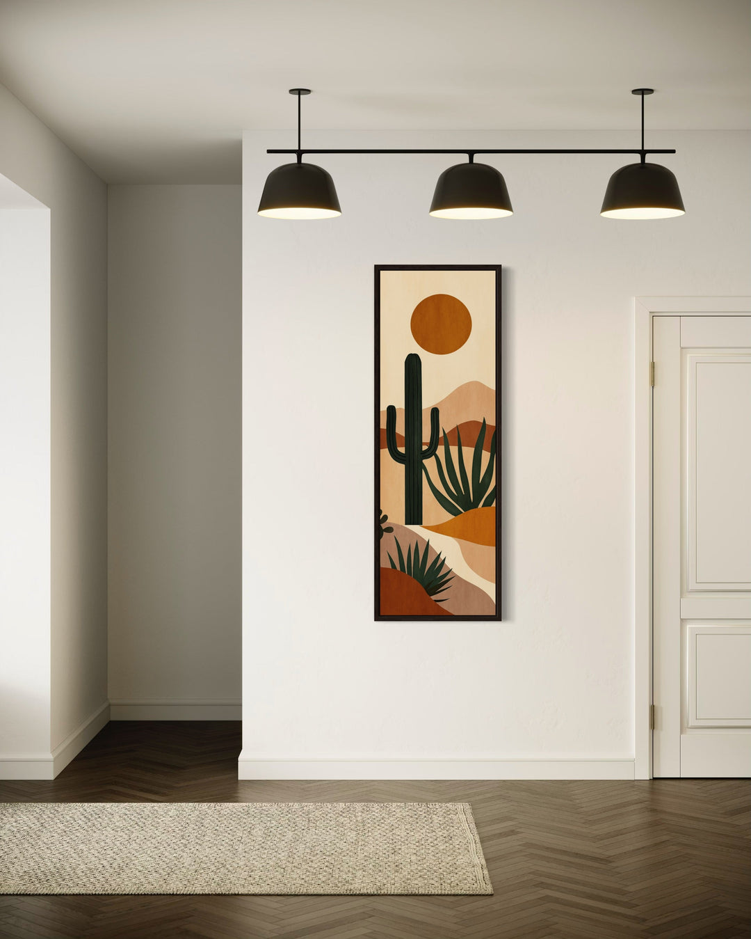 Midcentury Modern Desert Cactus Tall Narrow Vertical Wall Art