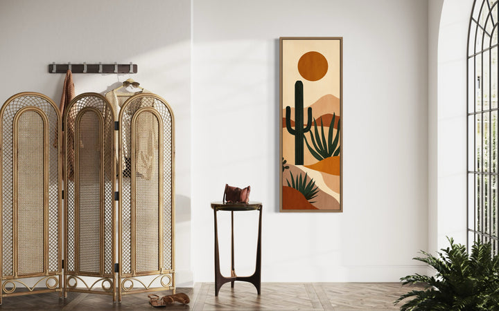 Midcentury Modern Desert Cactus Tall Narrow Vertical Wall Art