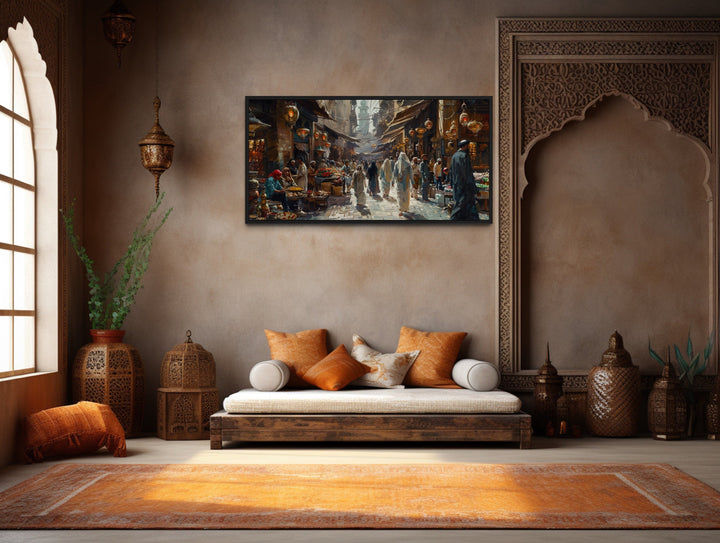 Middle Eastern Fruit Bazaar Framed Canvas Wall Art