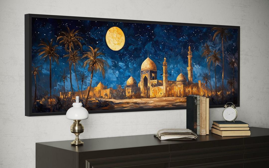 Middle Eastern Long Horizontal Arabic Architecture Nightscape Wall Art