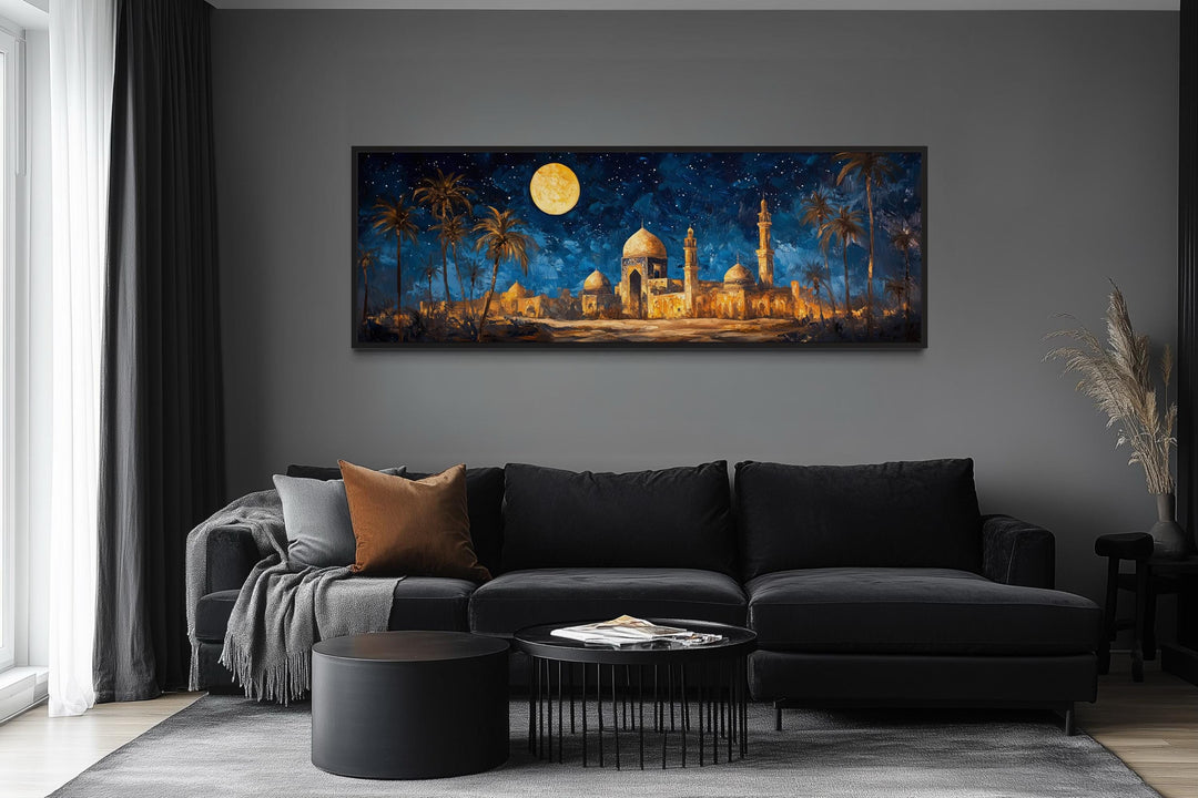 Middle Eastern Long Horizontal Arabic Architecture Nightscape Wall Art