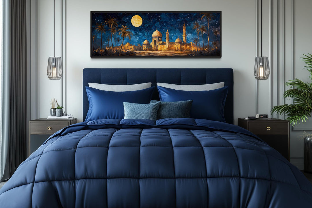 Middle Eastern Long Horizontal Arabic Architecture Nightscape Wall Art