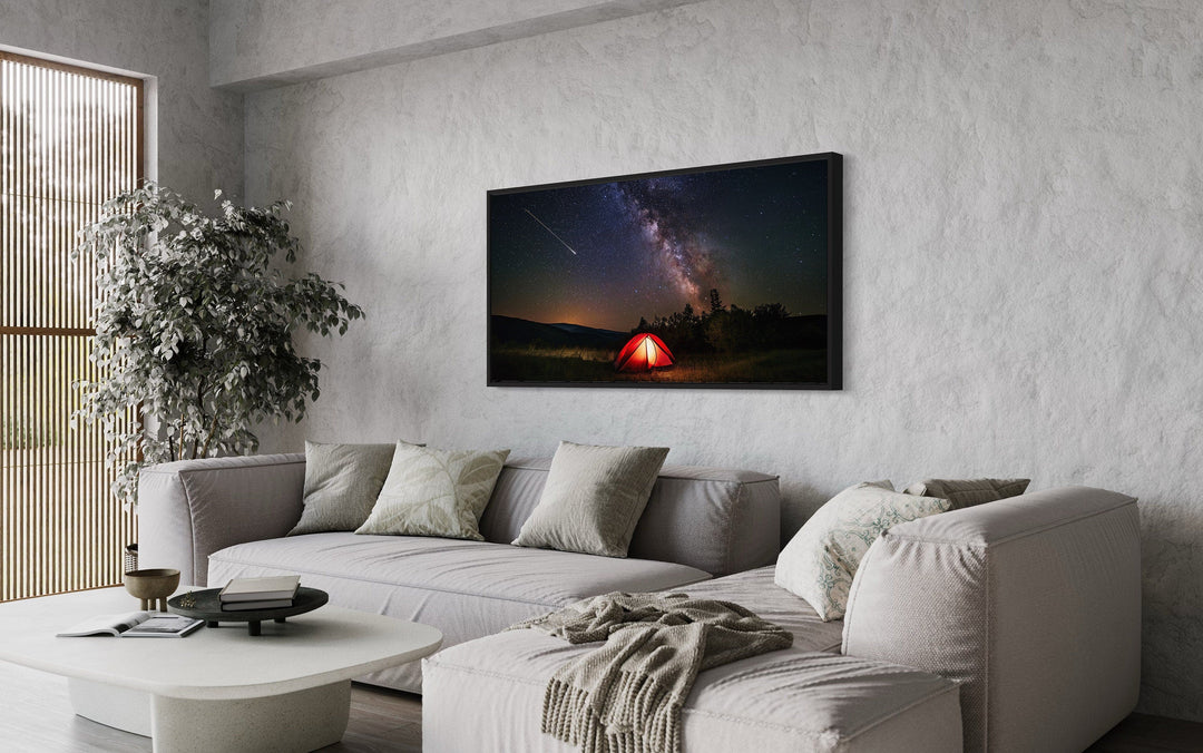 Milky Way And Shooting Star Over Cherry Springs State Park Framed Canvas Wall Art