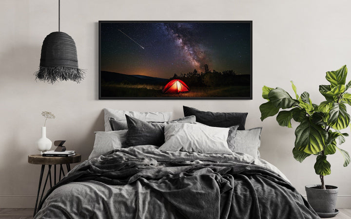 Milky Way And Shooting Star Over Cherry Springs State Park Framed Canvas Wall Art