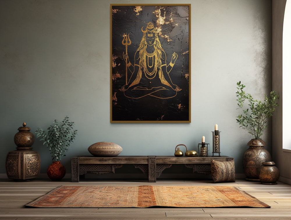 black gold minimalist shiva wall art