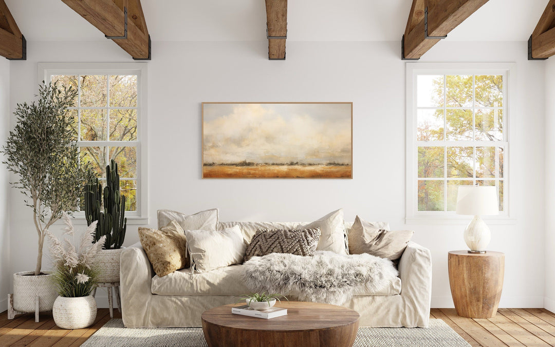 Minimalist Farm Field Vintage Neutral Landscape Farmhouse Wall Art