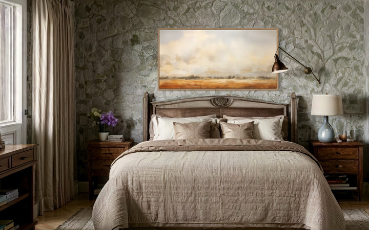 Minimalist Farm Field Vintage Neutral Landscape Farmhouse Wall Art
